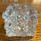 Antique Vintage 2  Square Clear Crystal Glass Inkwell - Beautiful Pattern 