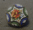 Antique Button Medium Brass Italy Micro Mosaic Design Metal Shank 1900s 6 8 diam