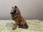 Vintage Rough Collie Sheltie Dog Figurine Ceramic Matte Brown 4   