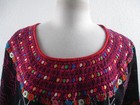 Plus-size Mexican Tunic Huipil Black Embroidered Top Pullover Handmade Cotton