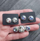 Violet  Blue clear  English Collar Magnetic Brooch  Matching 2 Pairs Of Earrings