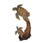 Sea Turtle Family Sculpture Home Decor Statue Desk Shelf Coastal Resin Figurine