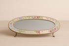 Vintage Mosaic Floral Vanity Mirror Tray     Made In Canada  Shabby Chic   