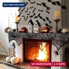 Halloween Fireplace Scarf  Black Lace Spiderweb Fireplace Mantle  Cobweb Firepla