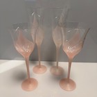 2 Pairs Of Vintage Crystal Clear Melinda Pink Frosted Wine   Champagne Glasses