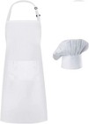 Chef Apron Hat Set  Chef Hat And Adult Kitchen Pocket Adjustable Apron With B   