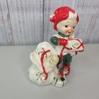 Lefton Christmas Santas Helper Elf Pixie Ceramic Figurine Vintage Japan Mcm