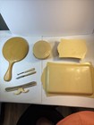 Vintage 7 Piece Bakelite Celluloid Ivory  Vanity Dresser Set Mirror Jewelry Box