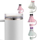 6pc Animal Theme Cute Silicone Straw Cover Caps Protects From Germs   Spills  
