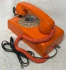 Vintage 1960s Western Electric A b 554  8-63  Orange Rotary Wall Mount Telephone