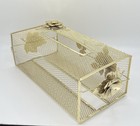 Vintage Gold Tone Metal Rose Tissue Box Cover Hollywood Regency Mesh Vanity Mcm
