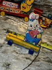 Fisher Price Vintage Antique Wooden Pull Toy Ducks In A Row  1950s 1960s
