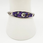 Inlaid Mop Abalone Shell Taxco Mexico Silver Tone Vintage 1980s Hinged Bracelet