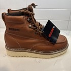 Wolverine Men s 6 Brown Wedge Work Boot Size 7 5 Leather Upper Oil Resistant