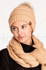 C c 2pc Soft Warm Winter Neck Warmer Knit Beanie With Pom   Infinity Scarf Set