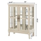 White Glass Storage Cabinet W full-color Rgb Light Strip   2 Adjustable Shelves