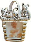 Baby Shower-themed Silver Tone Metal Photo Frame Holds 3 x3  Picture - Gift  C18
