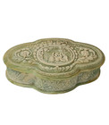 Vintage Green Incolay Stone Hinged Jewelry   Trinket Box 11  X 6  X 2 7  Tall