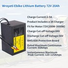72v 20ah Electric Bike Lithium Ion Battery With Metal Case For 200-3000w Motor