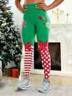 Womens Christmas Yoga Pants Sz Large Leggings Holiday Cute Funny Party Work Out
