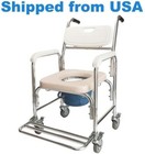 Bath Shower Chair Bathroom Toilet Seat Rolling Wheelchair Heavy Duty For Elderly