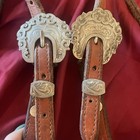 Vtg Silver Buckles Rawhide Browband Western Show Headstall Bridle Horse Bit Tack