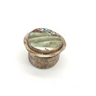 Antique Repousse Silver Tone Pill Box Hand Painted Porcelain Landscape Lid