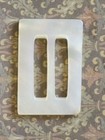 Vintage Mother Of Pearl Scarf Slide Buckle Rectangular White Gold Shell Sash 2 