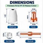 60 Piece Plasma Cutter Consumables Kit Pt31 Tips Nozzles Electrodes Shield Cups