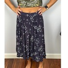 90s Fritzi Purple Floral Midi Skirt Y2k Boho Cottagecore Made In Usa