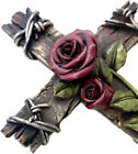 Rose With Rustic Wood Look Wall Cross For Home Decoration 11 X 7