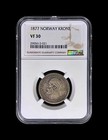 Norway  1877  1 Krone  Silver - Ngc Vf30 - Oscar Ii  Crowned Arms  Lion
