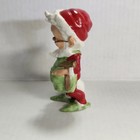 Vintage Lefton Santa s Elf  pixie helper Christmas Figurine Japan Holding Sack