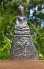 Antique 17c Thai Silver Buddha Statue Ayutthaya Phra Bu Ngen Votive Figure 55mm