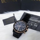 Bulova Series C Black gold Dial Marine Star Men 98b302 Chronograph Watch  45mm 