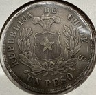 1881 Un Peso Chile Santiago 1 Peso Silver Condor Coin