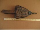 Vintage Fireplace Bellows Hand Carved Wood Leather Brass  Very Unique Design 