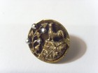 1800s Antique Collector Gold Tone Metal Bird Nature Motif Picture Button 51596