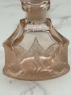 Vintage Pink Art Deco Czech Glass Perfume Bottle Etched Flowers