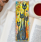 Wild Cats Bookmark  - Laminated Whimsical 6x2  Cat Lover Book Reader Gift