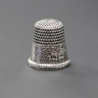 Simon Bros 925 Sterling Silver Thimble Pastoral Country House Sunrise Size 9
