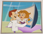 1970s Jetsons Production Cel Of George   Jane - Original Hand Painted Background