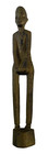 Vintage Tall African Dogon Primitive Carved Wood Figure Male Holding Drum 13 5 