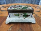 Antique Floral Design Enamel On Bronze Chest-shaped Pill Box