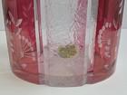 Vtg Cranberry Cut To Clear Crystal Liquor Decanter Stopper Western Germany Bar