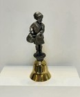 Vintage 1985 Michael Ricker Pewter Drummer Boy Bell  6 25    Brass Base