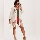 Torrid Crop Fringe Boho Embroidered Gauze Ivory Open Kimono Plus Size 1 2 14-20