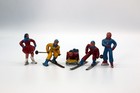 Set Of 5 Vintage Barclay Cast Lead Winter Scene Figures Skiers Skaters Sledder