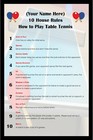 Personalized Table Tennis Ping Pong 10 House Rules Custom Framed Art Poster