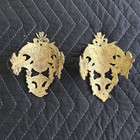 French Ormolu Ornate Floral Brass Rounded Plates Pair Gold Tone  Hardware Pieces